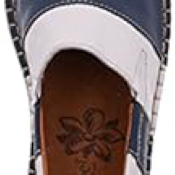 Josef Seibel Sofie Blue and White Espadrille Slip-On Shoes - Picture 8 of 8